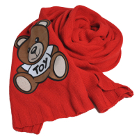 MOSCHINO 義大利製混喀什米爾大熊TOY圖騰針織圍巾(紅色)