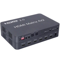 HDMI Matrix 4x2 Video Switch Splitter 4K@60Hz HDMI2.0 Support Audio Out Optical EDID 4K 4x2 Matrix 1080P 4 in 2 Out Dual Display