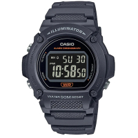 【CASIO 卡西歐】沉穩色調圓形錶殼設計電子錶-灰黑X黑面(W-219H-8B)