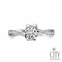 【City Diamond 引雅】『霞之花』天然鑽石30分白K金戒指 鑽戒
