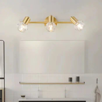 IWP Modern Copper Crystal Mirror Light Luxury Gold Simple Bathroom Toilet Washstand Vanity Lamp Bedroom Dresser LED Cabinet Lamp