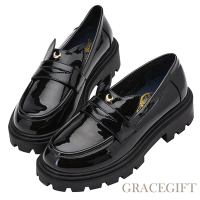 【Grace Gift】美少女戰士Crystal黑貓露娜中跟樂福鞋 黑漆