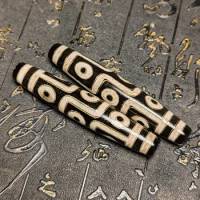 Tibetan Totem Agate Dzi Black and White Copper Wire inlaid 9-Eye Tianzhu Ethnic Necklace Pendant DIY Accessories
