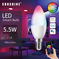 陽光 - SUNSHINE LUMI 智能LED蠟燭燈膽 - 5.5W / E14細螺頭 / RGB彩光+CW黃白光 1600萬種顏色光效 (SCANA-5.5W)