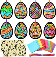 Eersida 32 Pcs Butterfly Suncatchers Paper Craft Set DIY Butterfly Shaped Stained Glass Effect Tissu