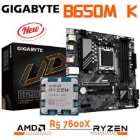 AMD RYZEN 5 7600X CPU Processor With AMD B650 Micro ATX Motherboard GIGABYTE B650M K DDR5 SATA 128GB 2.5GbE LAN Mainboard Combo
