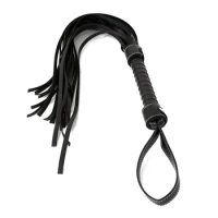 77CM Black Premium PU Leather Tassel Horse Whip for Horse Training,