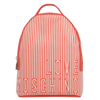 MOSCHINO LOVE系列條紋LOGO帆布拉鍊後背包(紅/白)