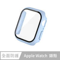 【General】Apple Watch 保護殼 Ultra2 / Ultra 簡約輕薄防撞防摔 鋼化玻璃二合一 手錶保護殼(晴空藍)