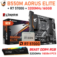 Gigabyte B550M AORUS ELITE Socket AM4 Motherboard Combo R7 5700G CPU Ryzen Kit + Kingston DDR4 16GB 