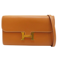 【二手名牌BRAND OFF】HERMES 愛馬仕 棕色 牛皮 Constance ToGo 肩背包 U刻 金扣