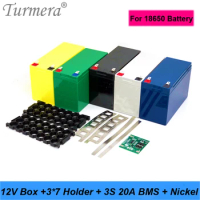 Turmera 12V 7Ah to 30Ah Battery Storage Box 3X7 18650 Holder 3S 20A BMS with Welding Nickel for Motorcycle Replace Lead-Acid Use