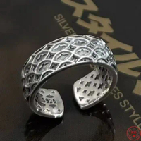 S925 Sterling Silver Rings for Men Women Genuine New Fashion Dragon Scarle Cross Stars Relief Vintage Argentum Punk Jewelry