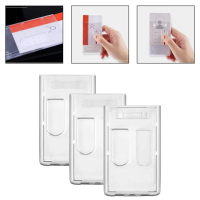 Pemegang Lencana Menegak, 10pcs, Sarung Plastik, dengan Slot Ibu Jari, Pelindung Kad Lanyard Office