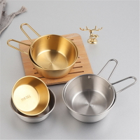 304韓式不銹鋼米酒碗 金色米酒碗帶把手小吃碗韓式餐廳專用調料碗