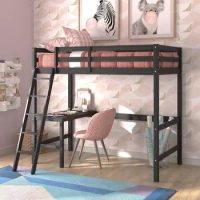 Hillsdale Caspian Youth Solid Wood Twin Loft Bed for Kids Room, bedroom furniture, Black