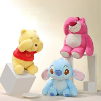 MINISO Disney Plush Dolls Peek-a-boo Series Stitch Toy Ornaments Cartoon Peripherals Lotso Pooh Bear Plush Girls' Holiday Gifts