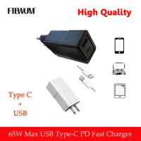 TYPE-C 20V 3.25A max 65w PD Charger USB-C Power Adapter for Macbook Pro Laptops For iPad Air Pro USB Port for iPhone / Samsung