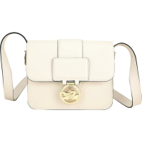 LONGCHAMP Box-Trot 小型 光滑小牛皮翻蓋肩/斜背包(米白)