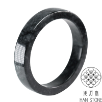 【漢石齋】天然翡翠A貨 方條手鐲玉鐲 山水墨翠種(手圍19.2/版寬13.7mm)