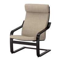 POÄNG 扶手椅, 黑棕色/hillared 米色, 68x82x100 公分