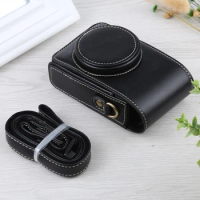 Full Body Camera PU Leather Case Bag with Strap For Ricoh GR III / GRII, Sony ZV-1 / DSC-RX100M7 / RX100M6 / RX100M5 / RX100M2