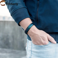 Vinterly Black Bracelet Male Magnetic Therapy Arthritis 15mm Wristband Magnetic Bracelet Benefits Lu