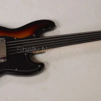 Shelly new store custom alder body 5 strings ebony fretless fingerboard active pickup string through Jazz electric bass guitar