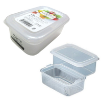 asdfkitty*日本製 NAKAYA長方型有濾網保鮮盒-可微波 可冷凍-防悶爛-放草莓.蔥花.沙拉