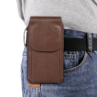 Real Leather Men Waist Bag Belt Clip Phone Case For Vivo X90 X80 Pro X Note V29 V27 V25 E Y02 Y22 Y35 Y76 Y77 Y78 Holster Pouch