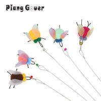 ATTRACTIVE  5pcs Random Replacement Heads Simulated Insect Little Fly Cat Toy Interactive Pet Toys F