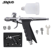SAGUD Airbrush Kit Gravity Air Brush Gun with Nozzle Cap Connector Accessories Professional Airbrush for Nails Model Painting