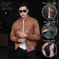Delibra Jaket Bomber Suede Pria Premium
