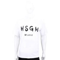 MSGM 油漆塗鴉字母白色棉質短袖T恤(男款)