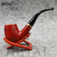Classic Red Sandal Wood Pipe Vintage Bent Smoking Pipe Men Tobacco Pipe Filter Wooden Pipe Handmade Smoke Accessory For Gift