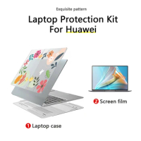 3-in-1 Laptop Case For Huawei Matebook D14 2023/2024 protective shell Coloured hard cover Screen Protectors HD Soft Film