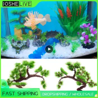 Fish Tank Aquarium Decoration Artificial Welcome Pine Plastic Bonsai Pine Tree Removable Home Garden Decor Aquatic Pet Supplies
