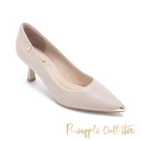 Pineapple Outfitter-GILON 個性金屬尖頭高跟鞋-藕粉色