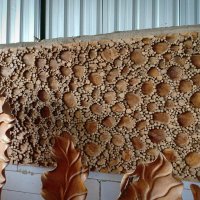 Hiasan Dinding Kayu Jati, Panel Backdrop Dinding  Kayu Jati