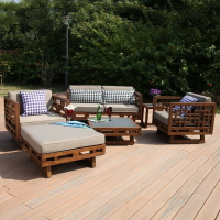 精歐戶外 實木戶外傢具 室外庭院花園實木桌椅單雙人沙髮椅套裝