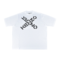 KENZO黑字印花LOGO棉質字母X造型短袖圓領T恤(男款/白)
