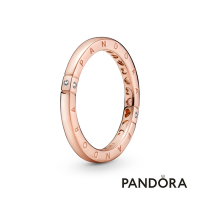 【Pandora官方直營】Pandora Logo 心形裝飾戒指：鍍14k玫瑰金-絕版品