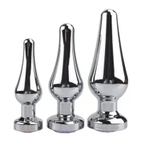 Smooth Stainless Steel Anal Plug Jeweled Butt Plug for Beginner G-spot Massager Sex Toys Dildo for Female Male Anal Beads S/M/L