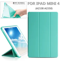 Silicone Soft Back PU Leather Case for apple i pad mini 4 Cover Smart Stand tablets Funda For ipad mini 4 7.9 inch Cases Coque