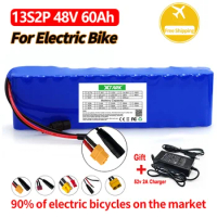 E-bike 48v Battery Pack 60Ah 18650 Lithium Ion Battery 13S2P 1000w Bike Motorcycle Conversion Kit Electric Scooter BMS +Charger