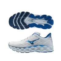 MIZUNO 美津濃 慢跑鞋 男鞋 運動鞋 緩震 一般型 超寬楦 WAVE SKY 8 白藍 J1GC241101