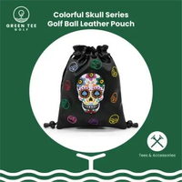 Colorful Skull Golf Ball Bag - Tas Bola Golf Kulit Leather Kantong Bola Golf Pouch