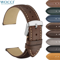 Wocci genuine leather watch strap 14mm 16mm 18mm 19mm 20mm 21mm 22mm 23mm 24mm replacement bands celet for men women