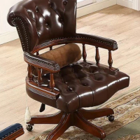 Lifting sedentary leather boss office chair home desk chair large chair European swivel