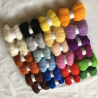 70S wool 24colors 5g/10g Multicolor Needle Felting Kit Wool Felting Tools Handmade Felt Needle Set